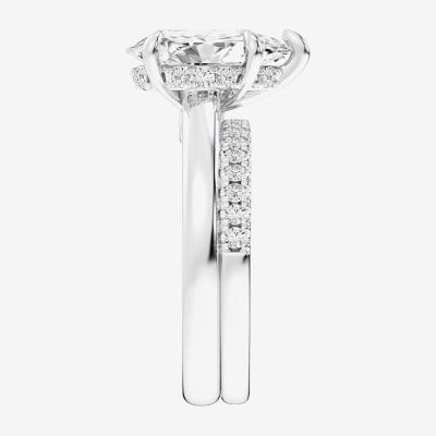 G-H / Vs2-Si1) Womens 3 1/2 CT. T.W Lab Grown White Diamond 14K Gold Pear Solitaire Bridal Set