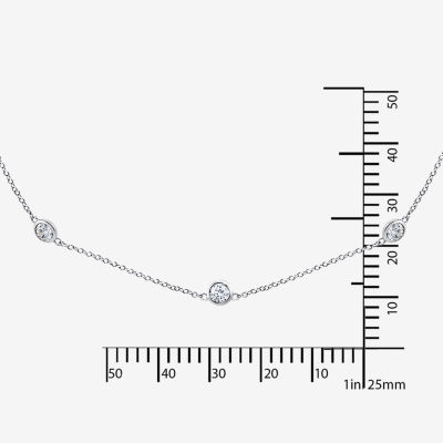 DiamonArt® Womens White Cubic Zirconia Sterling Silver Strand Necklace