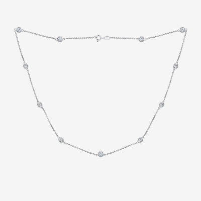 DiamonArt® Womens White Cubic Zirconia Sterling Silver Strand Necklace