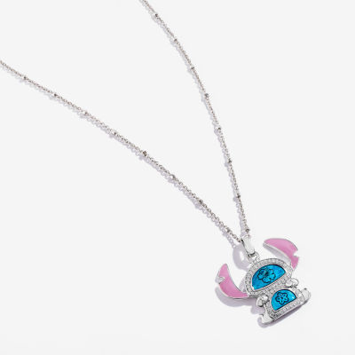 Disney Jewels Collection Enamel Womens 1/8 CT. T.W. Sterling Silver Lilo & Stitch Stitch Pendant Necklace