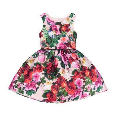 Pippa & Julie Little Girls 2T-6X Sleeveless Floral Printed Ruffled