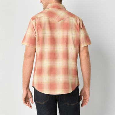 Frye and Co. Mens Regular Fit Short Sleeve Plaid Button-Down Shirt