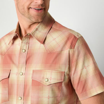 Frye and Co. Mens Regular Fit Short Sleeve Plaid Button-Down Shirt