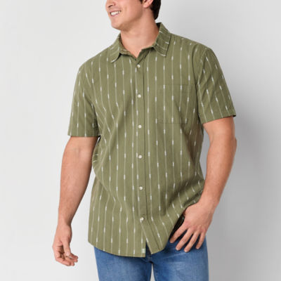 mutual weave Big and Tall Mens Classic Fit Short Sleeve Striped Button-Down Shirt
