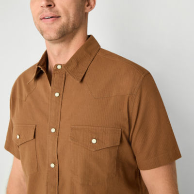 Frye and Co. Mens Regular Fit Short Sleeve Button-Down Shirt