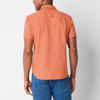 mutual weave Mens Regular Fit Short Sleeve Button-Down Utility Shirt
