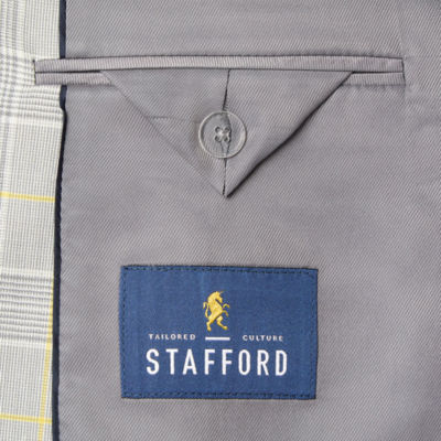 Stafford Mens Slim Plaid Classic Fit Sport Coat