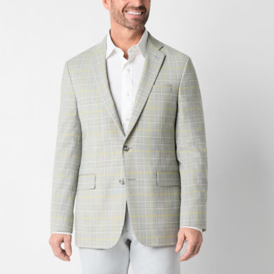 Stafford Mens Slim Plaid Classic Fit Sport Coat