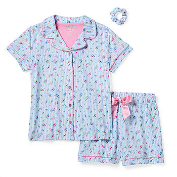 Sleep On It Big Girls 2-pc. Pajama Set, Color: Blue Floral Stripe