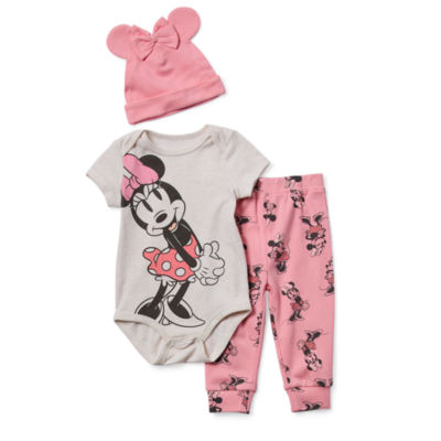 Baby Girls 3-pc. Crew Neck Short Sleeve Minnie Mouse Bodysuit Set