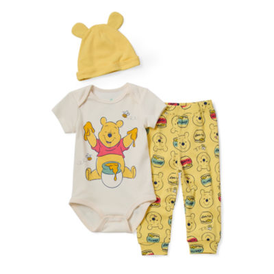 Disney Baby Boys 3-pc. Crew Neck Short Sleeve Winnie The Pooh Bodysuit Set