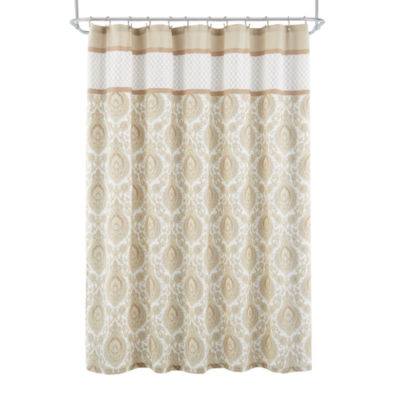 Broadhaven Tan Scroll Shower Curtain