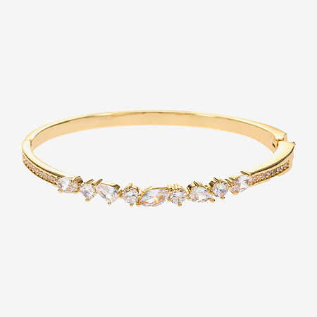 Sparkle Allure Womens Cubic Zirconia Gold Tone 14K Gold Over Brass Pear Round Bangle Bracelet