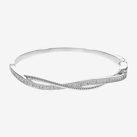 Sparkle Allure Womens Cubic Zirconia Silver Tone Pure Silver Over Brass Round Bangle Bracelet
