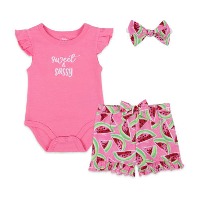 Baby Essentials Baby Girls 3-pc. Short Set
