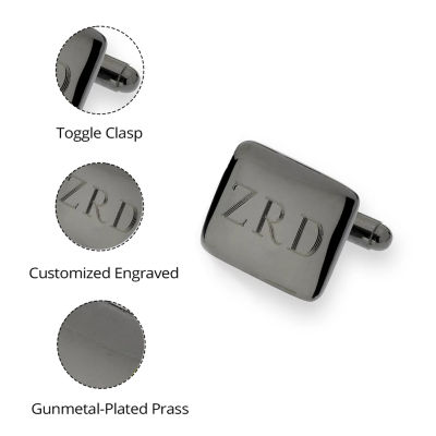 Personalized Gunmetal Rounded Rectangle Cuff Links
