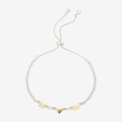 Footnotes Mom Womens Cubic Zirconia 14K Gold Over Brass Heart Bolo Bracelet