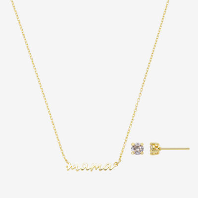 Footnotes Mama Womens Cubic Zirconia 14K Gold Over Brass 2-pc. Jewelry Set