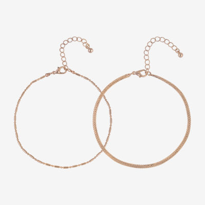 Bijoux Bar Womens 9 Inch Herringbone Ankle Bracelet