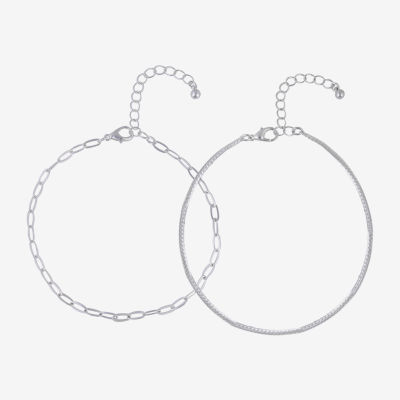 Bijoux Bar Womens 9 Inch Herringbone Ankle Bracelet