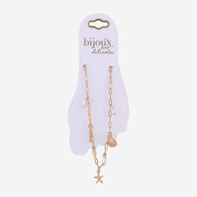 Bijoux Bar Shell Starfish Womens 9 Inch Cable Ankle Bracelet