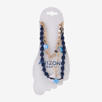 Arizona Unisex 9 Inch Cable Flower Ankle Bracelet