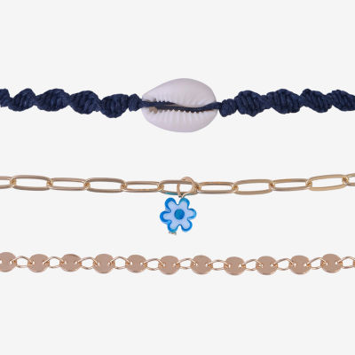 Arizona Unisex 9 Inch Cable Flower Ankle Bracelet