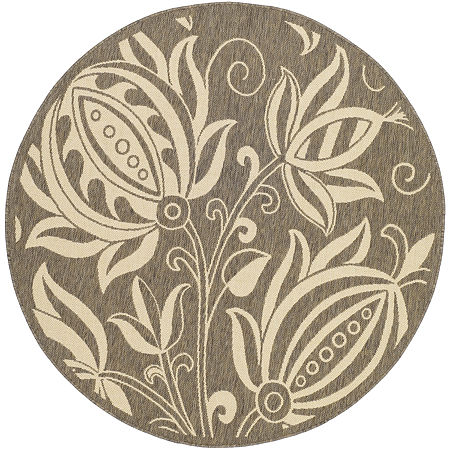 Courtyard Legacy Indoor/Outdoor 5'3 Round Rugs, One Size, Brown