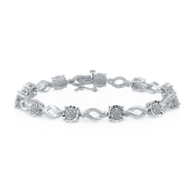 Womens 1/10 CT. T.W. Natural White Diamond Sterling Silver 7.5 Inch Tennis Bracelet