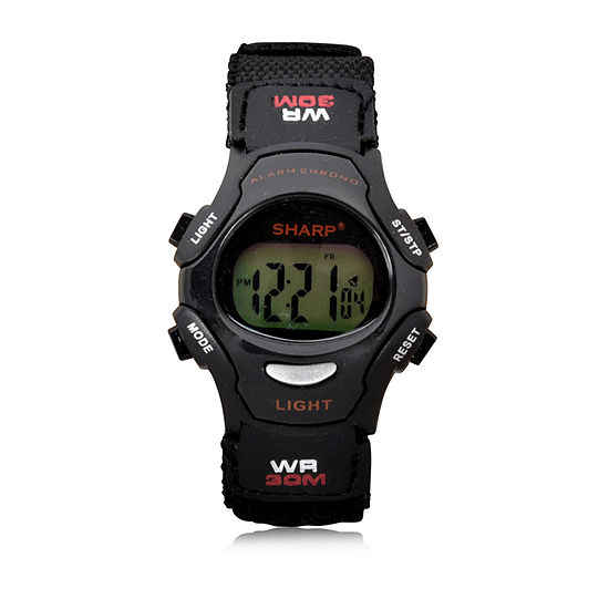 Sharp Boys Automatic Digital Black Strap Watch Shr3000jc
