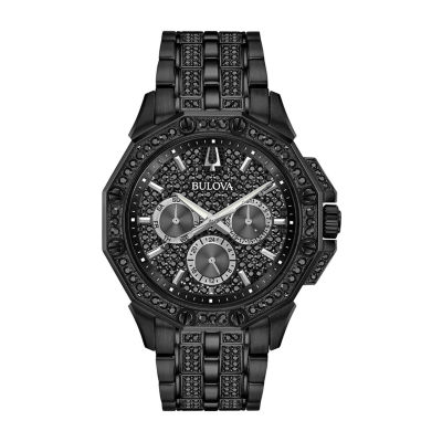 Bulova Octava Mens Black Stainless Steel Bracelet Watch 98c134