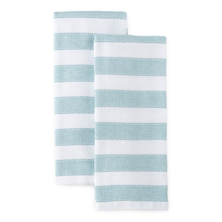 Chambray Stripe Dual Purpose 2-pc Kitchen Towel, One Size, Blue