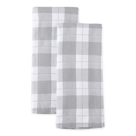 Cooks Check Dual Purpose 2-pc Kitchen Towel, One Size, Gray