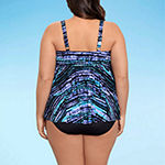 Trimshaper Striped Tankini Swimsuit Top Plus