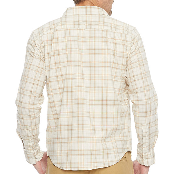 Mutual Weave Stretch Mens Regular Fit Long Sleeve Plaid Button-Down Shirt