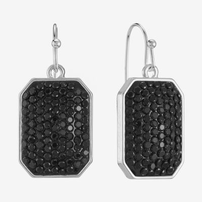 Mixit Silver Tone & Black Drop Earrings