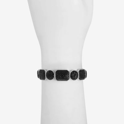 Mixit Silver Tone & Black Womens Black Stretch Bracelet