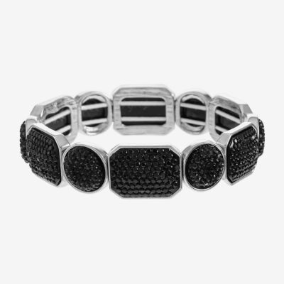 Mixit Silver Tone & Black Womens Black Stretch Bracelet