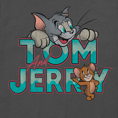 Tom And Jerry Mens Crew Neck Short Sleeve Regular Fit Graphic T-Shirt