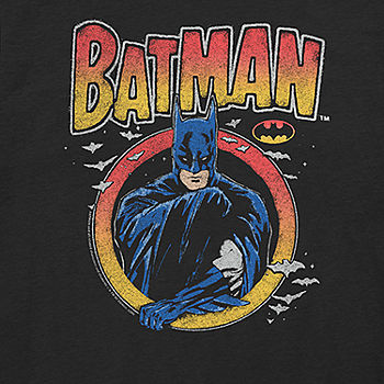 Mens Crew Neck Sleeve Fit Batman Short - DC Graphic Comics Color: JCPenney Regular T-Shirt, Black