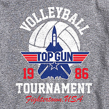 Top Gun - Volleyball Tournament - Men's Short Sleeve Graphic T-Shirt, Size: 2XL, Gray