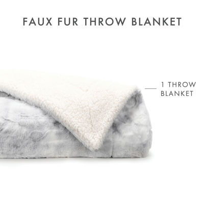 Casual Comfort Faux Fur Tie Dye Reversible Extra Weight Throw Blanket