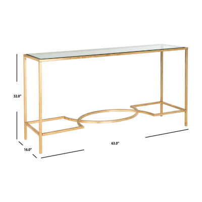 Inga Gold Console Table with Glass Top