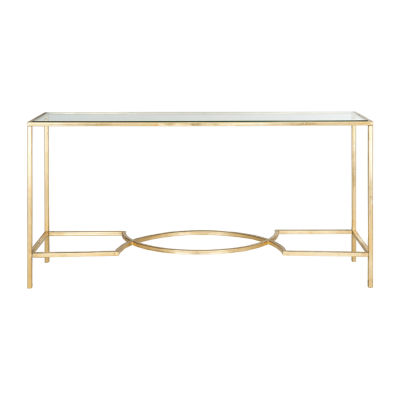 Inga Gold Console Table with Glass Top