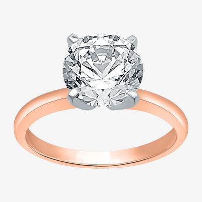 (G / Vs2) Womens 3 CT. T.W. Lab Grown White Diamond 14K Rose Gold Round Solitaire Engagement Ring