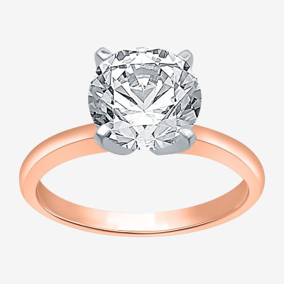 (G / Vs2) Womens 3 CT. Lab Grown White Diamond 14K Rose Gold Round Solitaire Engagement Ring