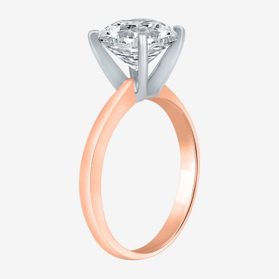 (G / Vs2) Womens 3 CT. T.W. Lab Grown White Diamond 14K Rose Gold Round Solitaire Engagement Ring