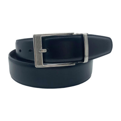 J. Ferrar Leather Reversible Brushed Buckle Mens Belt