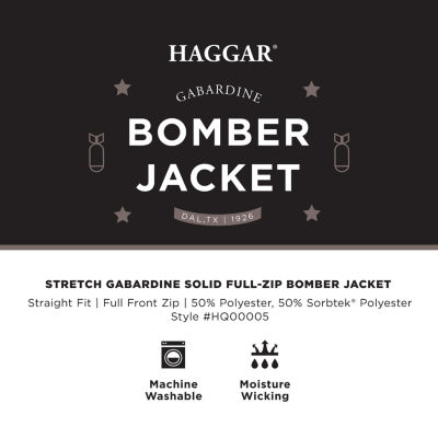 Haggar® Mens Stretch Gabardine Full Zip Bomber Jacket