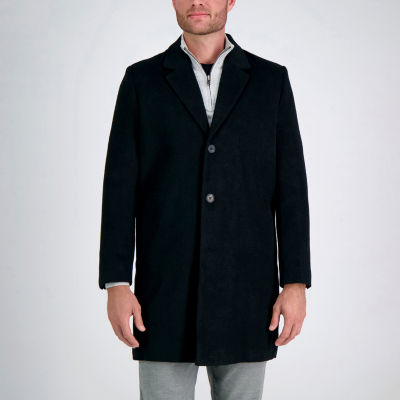 Haggar Mid Length Single Breasted Brushed Twill Mens Lightweight Topcoat Coat